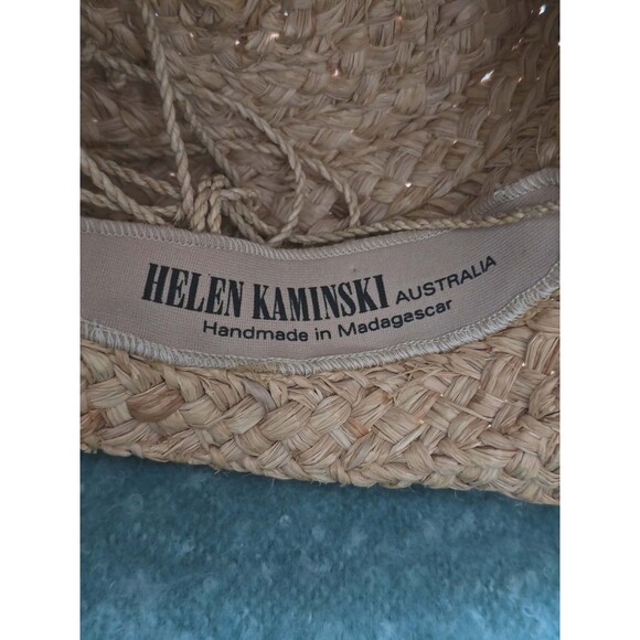 Helen Kaminski raffia hat with navy blue ribbon main image 6